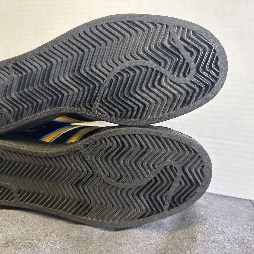Adidas Superstar Mens Size 7 Black Gold Blue Athletic Lifestyle Shoes Sneakers
